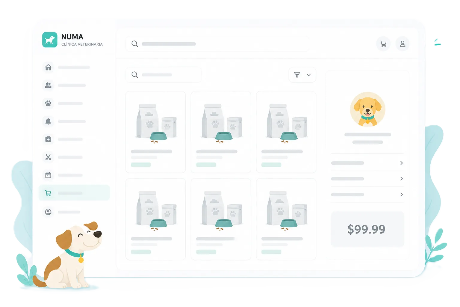 Vista previa del módulo de ventas e inventario de Numa